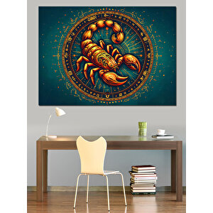 Burç Sembolü Akrep İllüstrasyonu Dekoratif Kanvas - Mdf Ahşap Tablo 35x50 cm