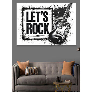 Let's Rock Yazısı Dekoratif Kanvas - Mdf Ahşap Tablo