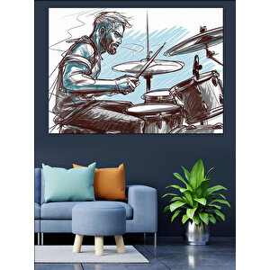 Davul Çalan Adam Dekoratif Kanvas - Mdf Ahşap Tablo 100x140 cm