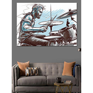 Davul Çalan Adam Dekoratif Kanvas - Mdf Ahşap Tablo 100x140 cm