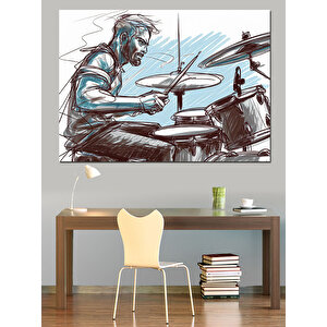 Davul Çalan Adam Dekoratif Kanvas - Mdf Ahşap Tablo 100x140 cm