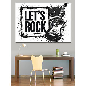 Let's Rock Yazısı Dekoratif Kanvas - Mdf Ahşap Tablo 25x35 cm