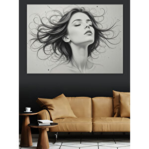 Uçuşan Saçlar Dekoratif Kanvas - Mdf Ahşap Tablo 50x70 cm