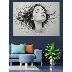 Uçuşan Saçlar Dekoratif Kanvas - Mdf Ahşap Tablo 50x70 cm