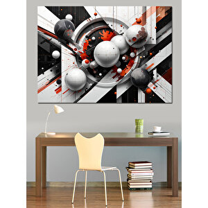 Soyut Metalik Küreler Dekoratif Kanvas - Mdf Ahşap Tablo 70x100 cm