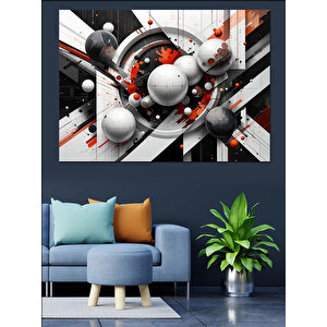 Soyut Metalik Küreler Dekoratif Kanvas - Mdf Ahşap Tablo