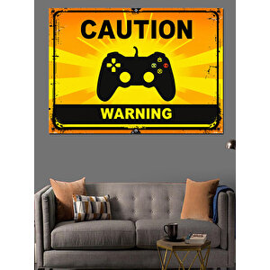 Oyunsever Uyarı Tabelası Dekoratif Kanvas - Mdf Ahşap Tablo 25x35 cm