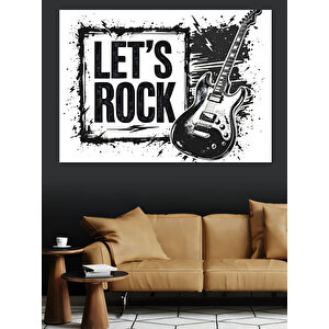 Let's Rock Yazısı Dekoratif Kanvas - Mdf Ahşap Tablo 50x70 cm