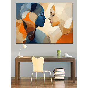 Soyut Aşıklar Dekoratif Kanvas - Mdf Ahşap Tablo 100x140 cm