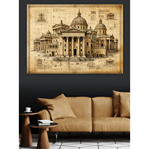 Eski Avrupa Mimarisi Dekoratif Kanvas - Mdf Ahşap Tablo 70x100 cm