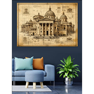 Eski Avrupa Mimarisi Dekoratif Kanvas - Mdf Ahşap Tablo 70x100 cm