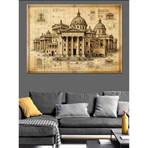 Eski Avrupa Mimarisi Dekoratif Kanvas - Mdf Ahşap Tablo