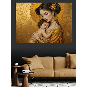 Bebeğini Tutan Anne Portresi Dekoratif Kanvas - Mdf Ahşap Tablo 70x100 cm