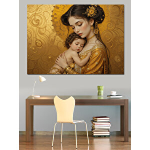 Bebeğini Tutan Anne Portresi Dekoratif Kanvas - Mdf Ahşap Tablo