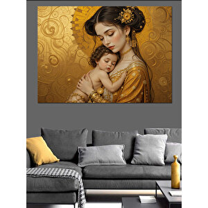 Bebeğini Tutan Anne Portresi Dekoratif Kanvas - Mdf Ahşap Tablo