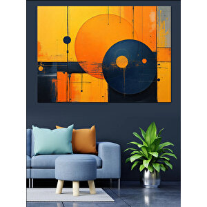 Soyut Turuncu Ve Mavi Dekoratif Kanvas - Mdf Ahşap Tablo