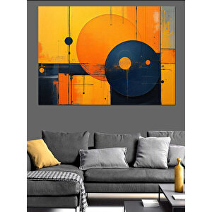 Soyut Turuncu Ve Mavi Dekoratif Kanvas - Mdf Ahşap Tablo 100x140 cm