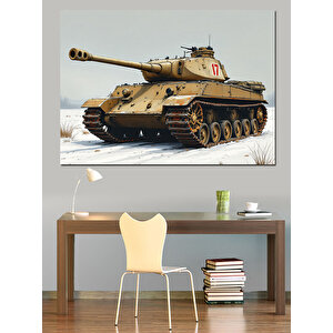 Karlı Tank Dekoratif Kanvas - Mdf Ahşap Tablo 100x140 cm
