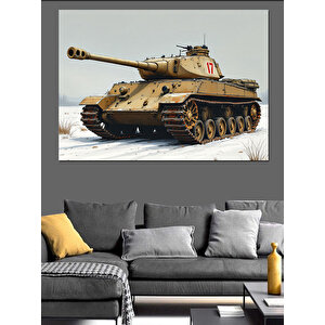 Karlı Tank Dekoratif Kanvas - Mdf Ahşap Tablo 100x140 cm