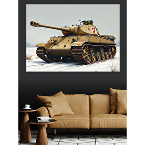 Karlı Tank Dekoratif Kanvas - Mdf Ahşap Tablo 100x140 cm