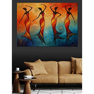 Turuncu Arka Planlı Kadınlar Dekoratif Kanvas - Mdf Ahşap Tablo 35x50 cm