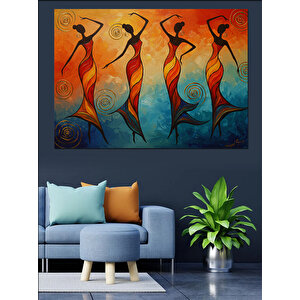 Turuncu Arka Planlı Kadınlar Dekoratif Kanvas - Mdf Ahşap Tablo 35x50 cm