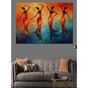 Turuncu Arka Planlı Kadınlar Dekoratif Kanvas - Mdf Ahşap Tablo