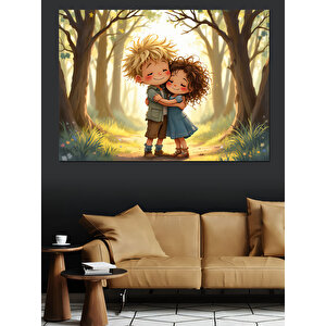 Mutlu Çocukluk Anıları Dekoratif Kanvas - Mdf Ahşap Tablo 100x140 cm