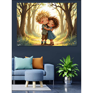 Mutlu Çocukluk Anıları Dekoratif Kanvas - Mdf Ahşap Tablo 100x140 cm