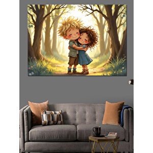 Mutlu Çocukluk Anıları Dekoratif Kanvas - Mdf Ahşap Tablo 100x140 cm