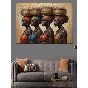 Kafasında Testi Taşıyan Kadınlar Dekoratif Kanvas - Mdf Ahşap Tablo 50x70 cm