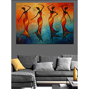 Turuncu Arka Planlı Kadınlar Dekoratif Kanvas - Mdf Ahşap Tablo 50x70 cm