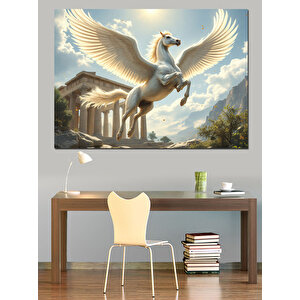 Pegasus Ve Tapınak Dekoratif Kanvas - Mdf Ahşap Tablo 70x100 cm