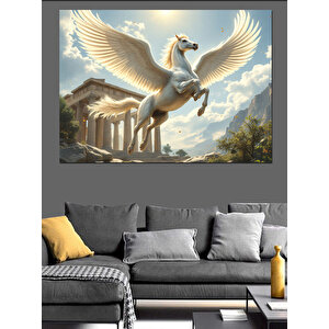 Pegasus Ve Tapınak Dekoratif Kanvas - Mdf Ahşap Tablo 70x100 cm
