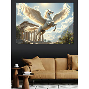 Pegasus Ve Tapınak Dekoratif Kanvas - Mdf Ahşap Tablo 70x100 cm