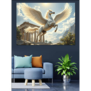 Pegasus Ve Tapınak Dekoratif Kanvas - Mdf Ahşap Tablo