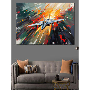Süpersonik Jet Uçağı Dekoratif Kanvas - Mdf Ahşap Tablo 100x140 cm