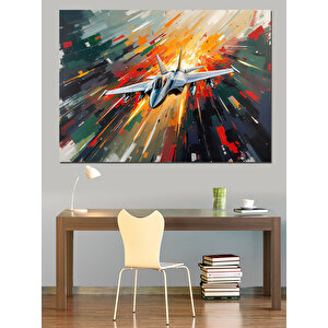 Süpersonik Jet Uçağı Dekoratif Kanvas - Mdf Ahşap Tablo 100x140 cm