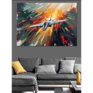 Süpersonik Jet Uçağı Dekoratif Kanvas - Mdf Ahşap Tablo 100x140 cm