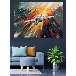 Süpersonik Jet Uçağı Dekoratif Kanvas - Mdf Ahşap Tablo