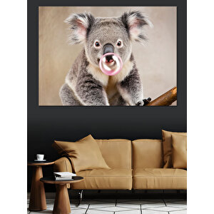 Sevimli Pembe Sakızlı Koala Dekoratif Kanvas - Mdf Ahşap Tablo 70x100 cm