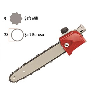 28mm 9diş 3/8p" 91 22diş 25cm Motorlu Tırpan Yüksek Dal Budama Testere Aparatı