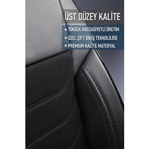 Renault Megane 4 Hatchback 2016-2020 Uyumlu Yarı Deri Oto Koltuk Kılıfı Ön Arka Takım Carbon Serisi Siyah