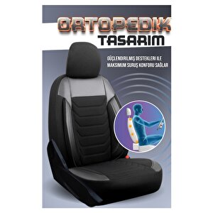 Fiat Egea Lounge Plus Uyumlu Yarı Deri Oto Koltuk Kılıfı Ön Arka Takım Carbon Serisi Siyah