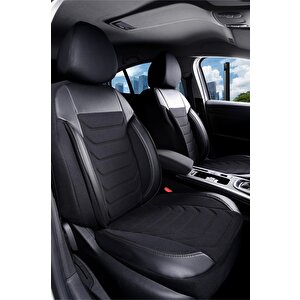 Peugeot 508 Station Wagon Uyumlu Yarı Deri Oto Koltuk Kılıfı Ön Arka Takım Carbon Serisi Siyah