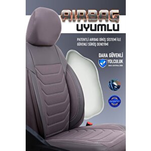 Renault Koleos Uyumlu Yarı Deri Oto Koltuk Kılıfı Ön Arka Takım Carbon Serisi Füme