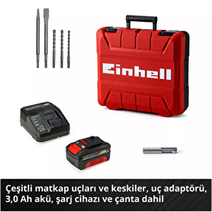 Einhell Herocco 1adx3.0ah Akü 5parça Uç Akülü Matkap Ve Kırıcı Delici Seti