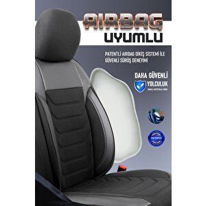 Volvo S60 2000-2004 Uyumlu Yarı Deri Oto Koltuk Kılıfı Ön Arka Takım Carbon Serisi Siyah