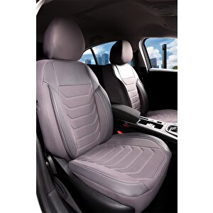 Renault Megane 3 Hatchback 2012-2016 Uyumlu Yarı Deri Oto Koltuk Kılıfı Ön Arka Takım Carbon Serisi Füme