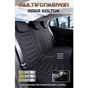 Fiat Tipo Uyumlu Yarı Deri Oto Koltuk Kılıfı Ön Arka Takım Carbon Serisi Siyah Beyaz